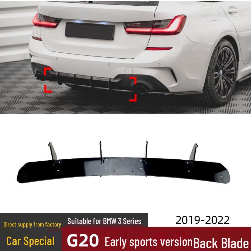 Kompatibilní s BMW řady 3 (G20 Sport, 325i, 330i, 2019) - Modifikační sada zadního difuzoru a křídlového spoileru.