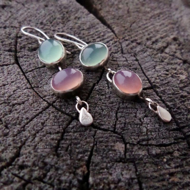 Orecchini Pendenti A Cerchio In Argento 925 Con Opale E Fiore – Goccia Con Zirconi AAA – Gioiello Donna