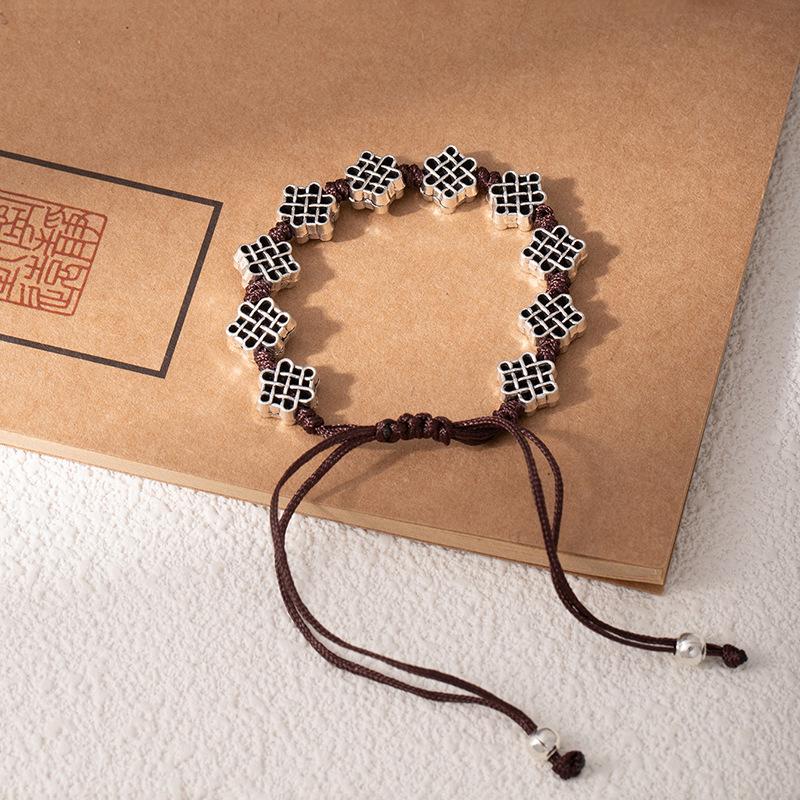 Ethnic Style Coffee Rope Bracelet, Hand-Woven Bracelet, Women'S Versatile Adjustable Butterfly Small Fish Mori Hand Rope