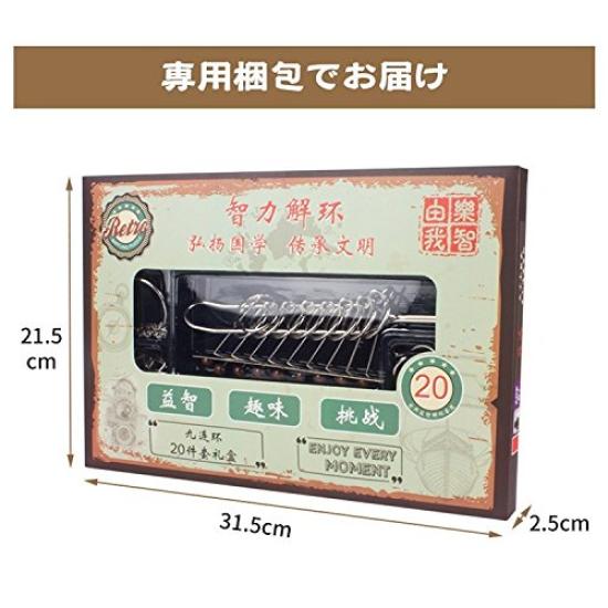 20-teiliges Puzzle-Ringe-Set: Antike Chinesische Rätselringe, Fordere dich selbst mit neun Ringen heraus, Metallene Chinesische Ringe, Spaß für Anfänger und Fortgeschrittene