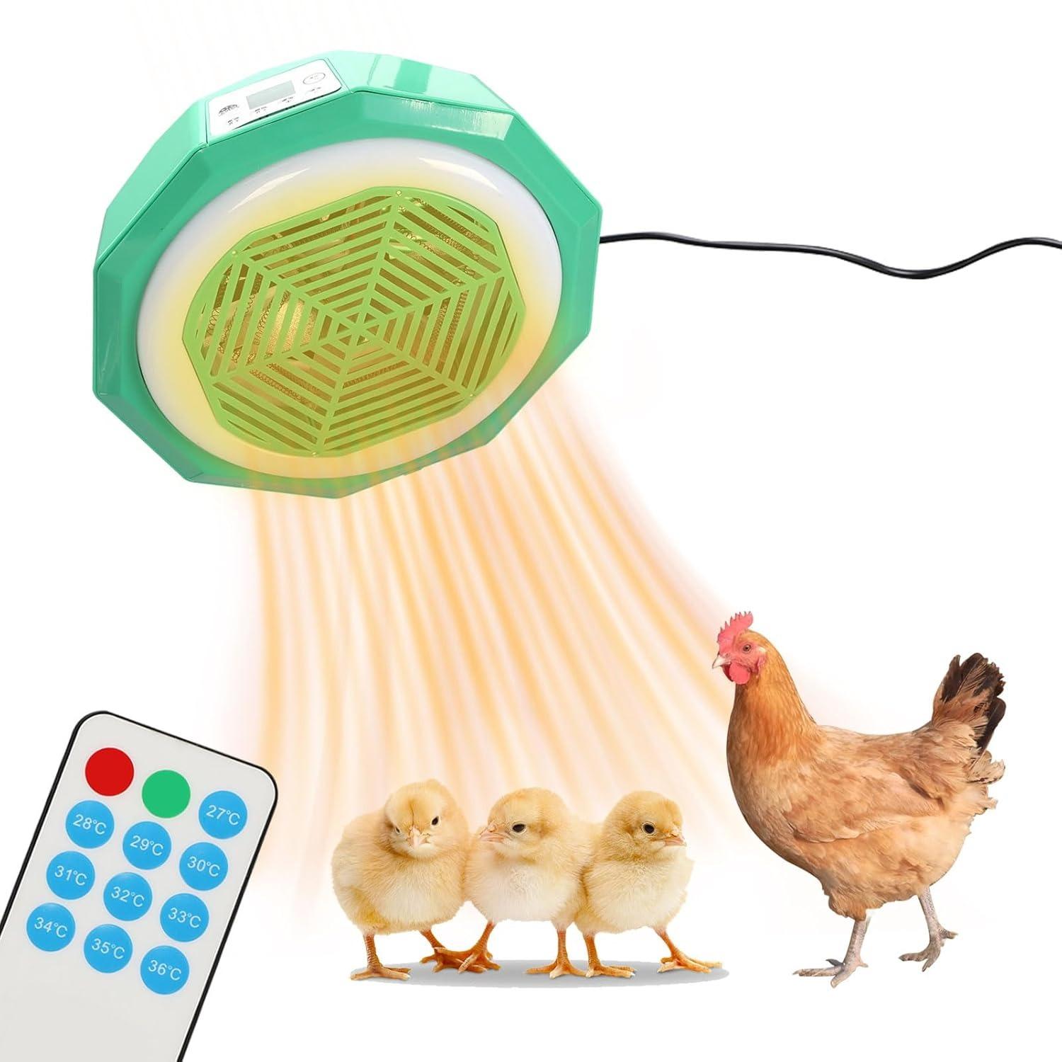 GAESHOW Heat Lamp for Chicks, 500W Intelligent Chick Brooder Heating Plate, Chicken Coop Heater Adjustable Temperature (27℃ to 36℃) зелёный