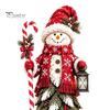 Christmas Gift for Friends Snowman Figurine, Resin Tabletop Decoration with Hat Scarf Pine Handcrafted Snowmen Branches, Holiday Winter Decor