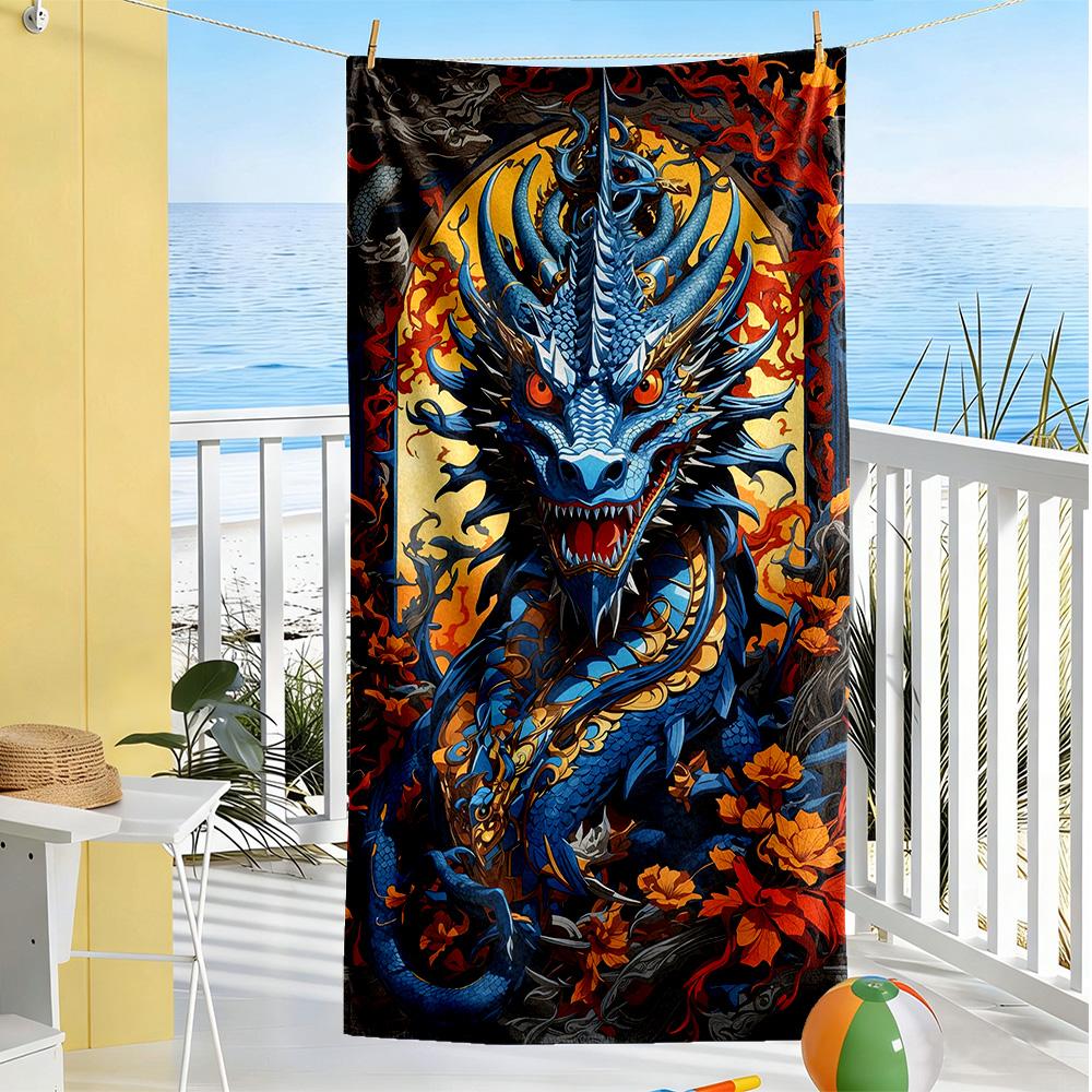 Dragon Beach Towel Soft Durable Quick-Dry Comfortable Lightweight Suitable for Swimming, Gym, Camping, Yoga Vacation