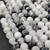 Čierne rutílové hladké okrúhle prírodné korálky, Čierne rutílové hladké korálky, Čierne rutílové hladké korálky, Veľkosť 6mm 8mm 10mm, Korálky na šnúre 14-15 palcov.