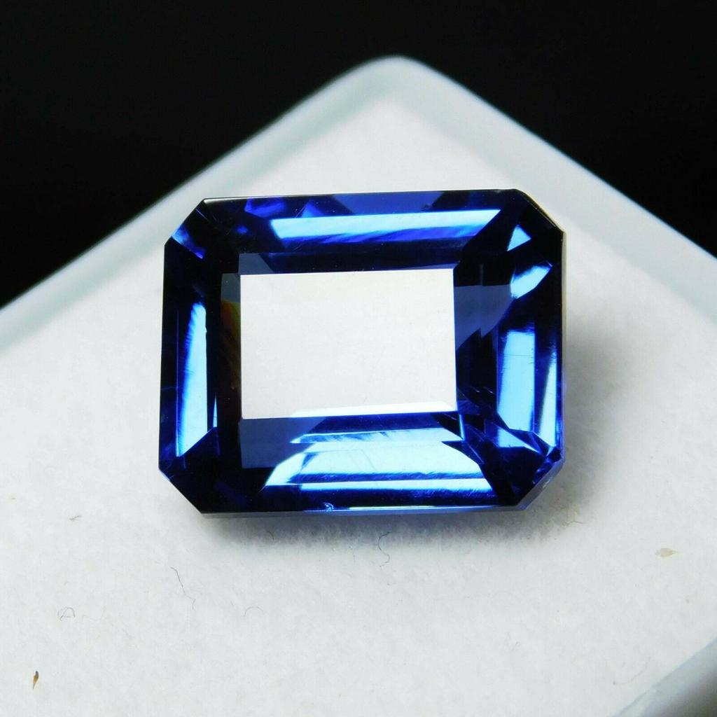 Smaragd geschliffener Ring Größe ZERTIFIZIERT 8 Karat Natürlicher Blauer Tansanit Loser Edelstein multiQ 00G