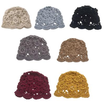 Fashionable Cotton Crocheted Blossom Sunhat Fashionable Knitted Hat for Home Festival Wedding Birthday Party Present