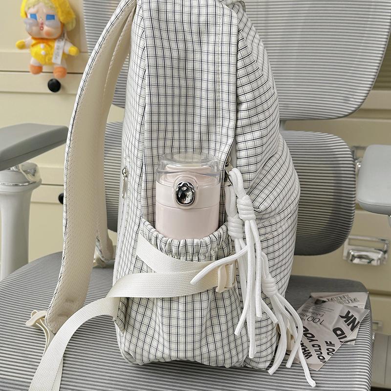 Schoolbag New Japanese Plaid Junior High School Schoolbag for Women Ins Casual Versatile Large-capacity Backpack Lightweight Student Backpack