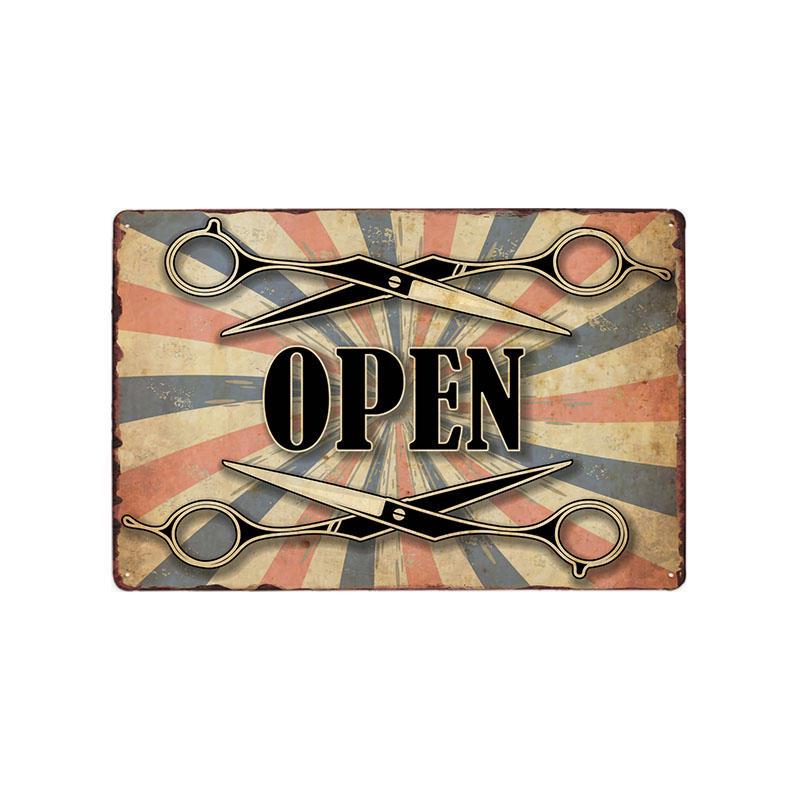 Hohappyme Vintage Barber Shop Metal Signs Barbershop Poster Bar Pub Retro Plaque Haircut and Shave Beard Iron Plates 20x30 Cm
