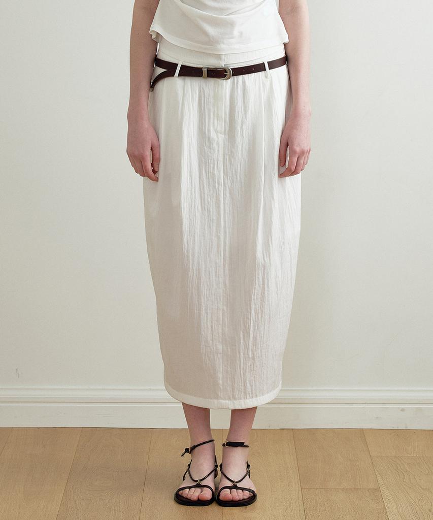Make A Toast Pintuck Volume Belt Skirt Ivory Mbfssk001Iv