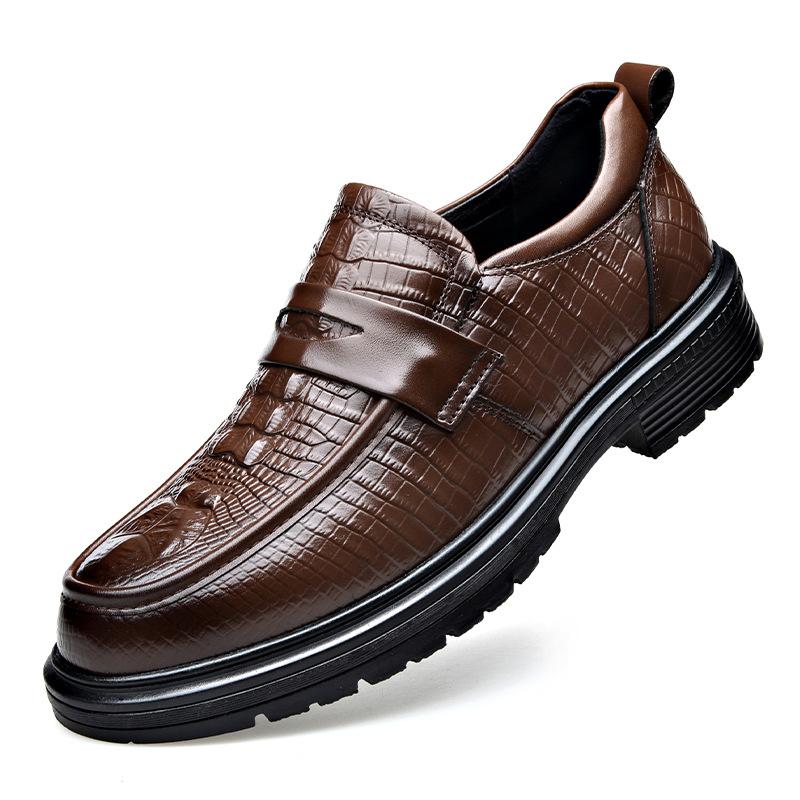 British dress casual men's platform casual wedding groom leather shoes low-top trendy men's shoes 2025