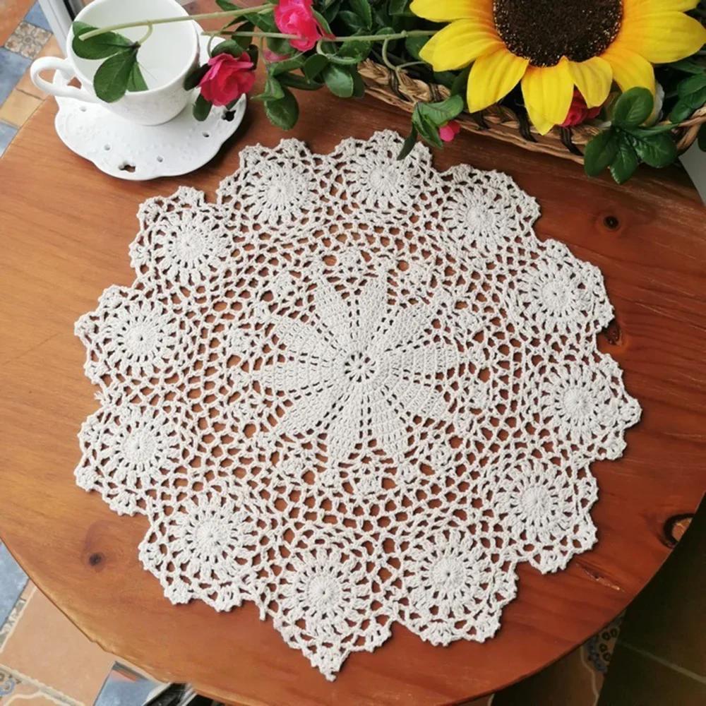 Tables Placemat Cotton Crochet Crochet Flower Handmade Home Home Decor Living Room Round 1PC Bedroom Brand New Fashion