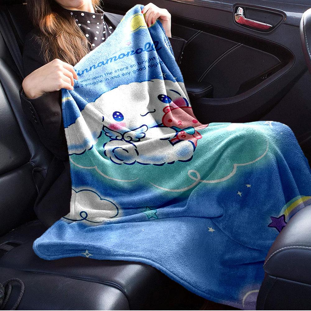 1pc Cinnamoroll, Cute, NightDigital Print Flannel Throw Blanket, Super Soft Plush Fleece Bedspread, Multipurpose All-Season Hypoallergenic C