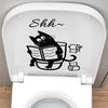 Cartoon Cat Reading Newspaper On Toilet Self Adhesive Bathroom Toilet Sticker Home Decor