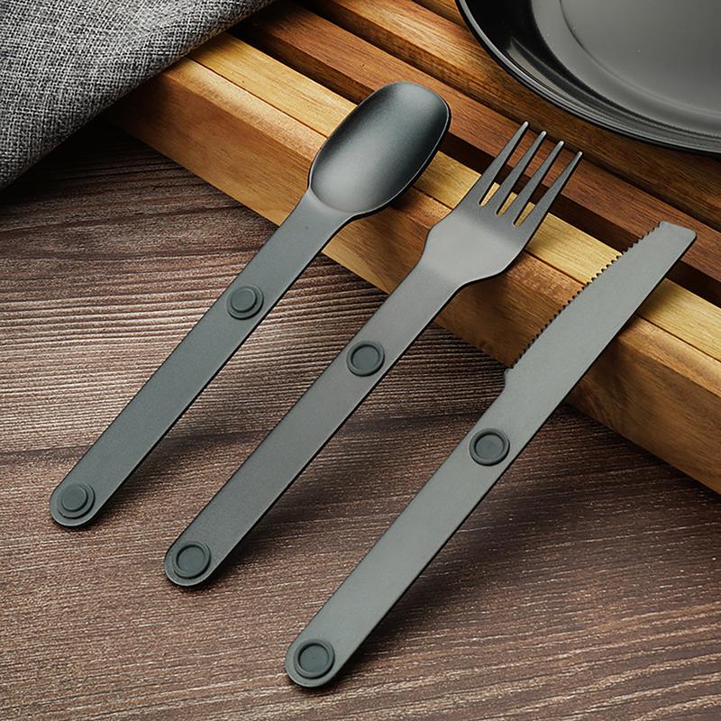 3Pcs Camping Utensils Set Connect Magnetic Knife Fork Spoon Flatware Portable Camping Cutlery Travel Carry Kits Parts