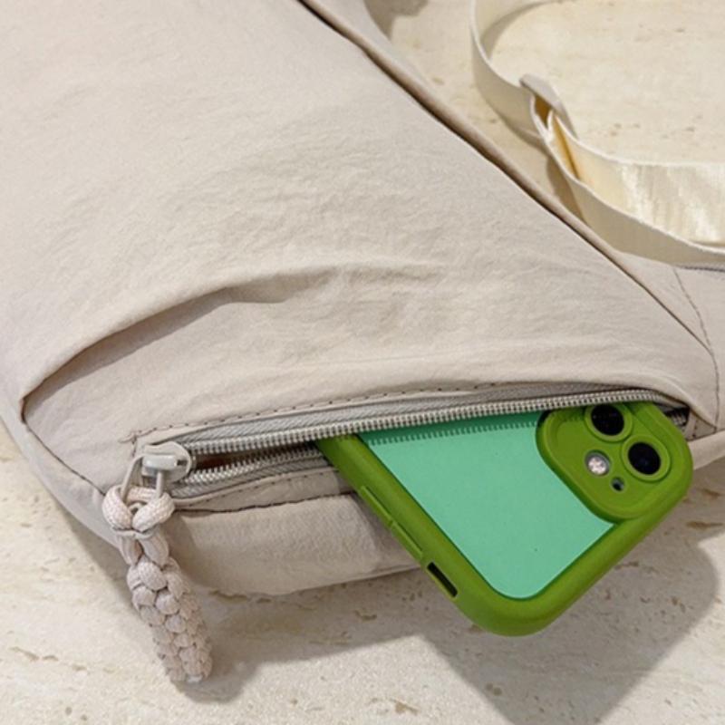 Borsa a tracolla da donna in nylon di grande capacità, borsa a spalla casual multifunzionale, borsa a sacchetto semplice per uso quotidiano, borsa per il pendolarismo