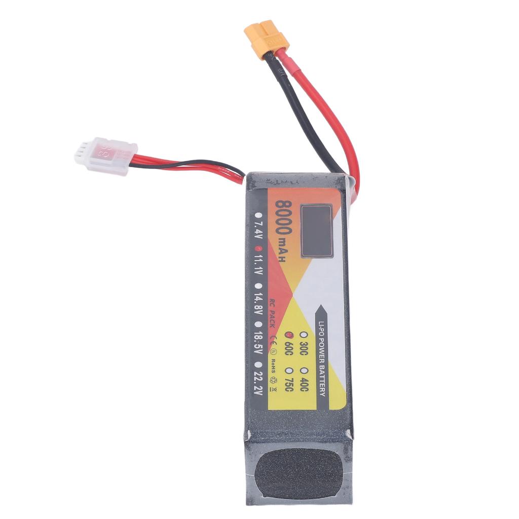8000mAh Lipo Battery 60C Discharge Rate 11.1V 3S XT60 Plug RC Battery Power for RC Helicopter Car