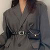 Pu Black Minimalist Waist Belt For Women Fashionable Decorative Accessory For Dresses