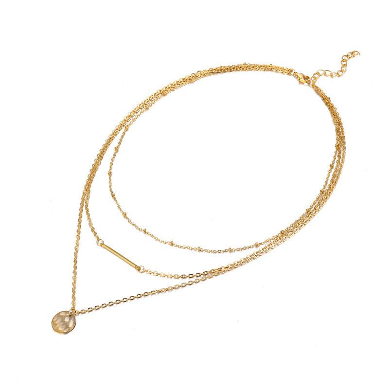 Elegant Multi-layered Gold Necklace Featuring Unique Geometric Shapes For Fashion Lovers
