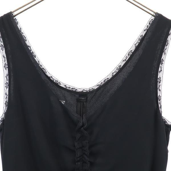 Armani Collezioni Silk Tank Top 44 Black Series Cut and Sew Back Zip Women Used