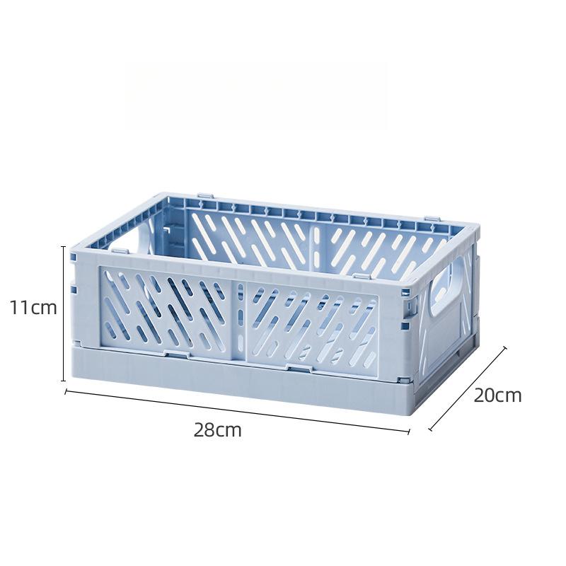 Однотонные органайзеры для хранения корзин, складной офисный настольный ящик для хранения канцелярских принадлежностей, пластиковый складной контейнер, ящик для хранения синий