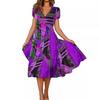 Long dress casual V-neck pendulum bohemian short-sleeved dress