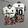 Maglia Elefante Thailandia Uomo Maglia Calcio Scollo a V Manica Corta Abbigliamento Sportivo Kit Fan Stampa Personalizzata Uniforme a Strisce Floreali Retro Top