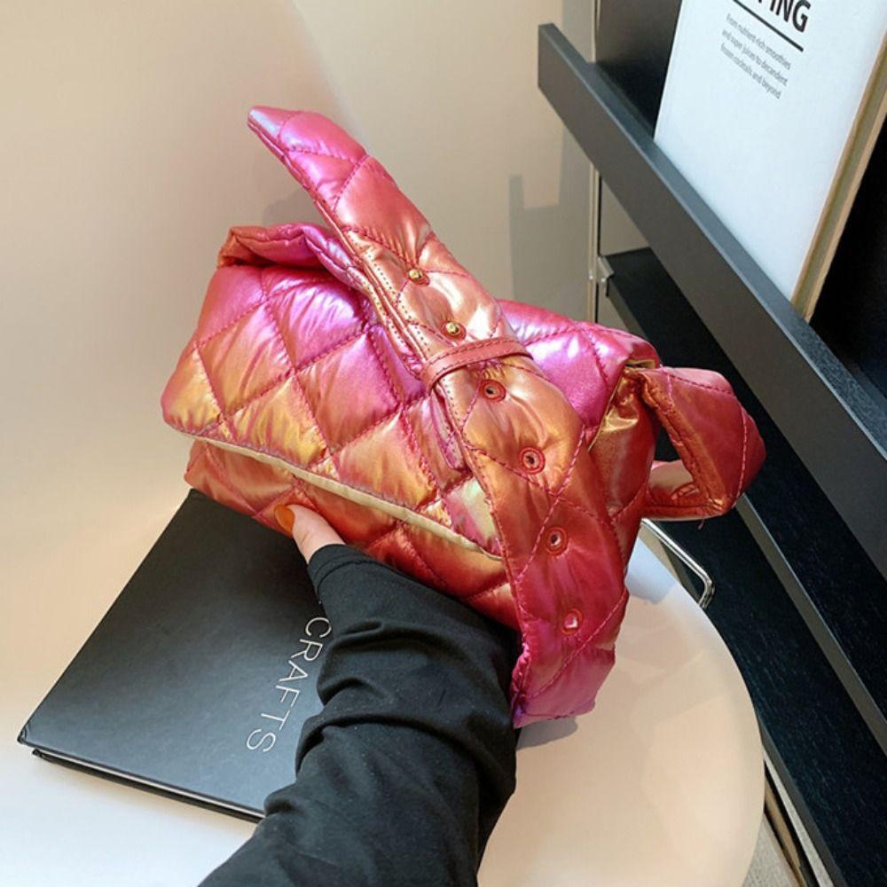 

Мягкая квадратная хлопковая сумка простая лазерная сумка через плечо для отдыха маленькая стеганая сумка через плечо для девочек розы красного