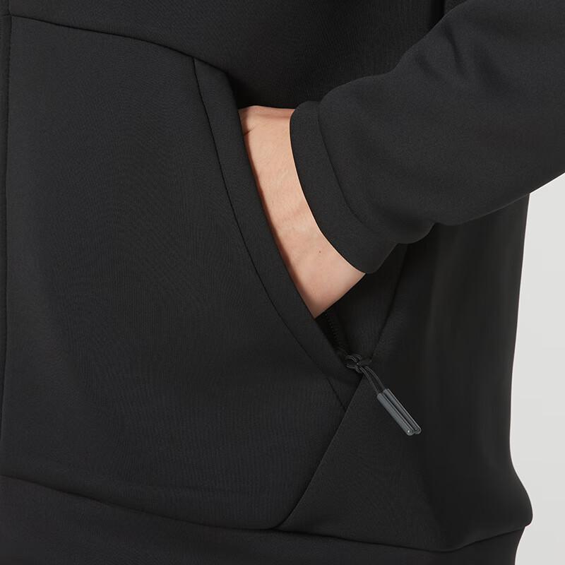 Adidas Solid Color Letter Logo Printed Hooded Long Sleeve Jacket Men Jacket Black IX5706