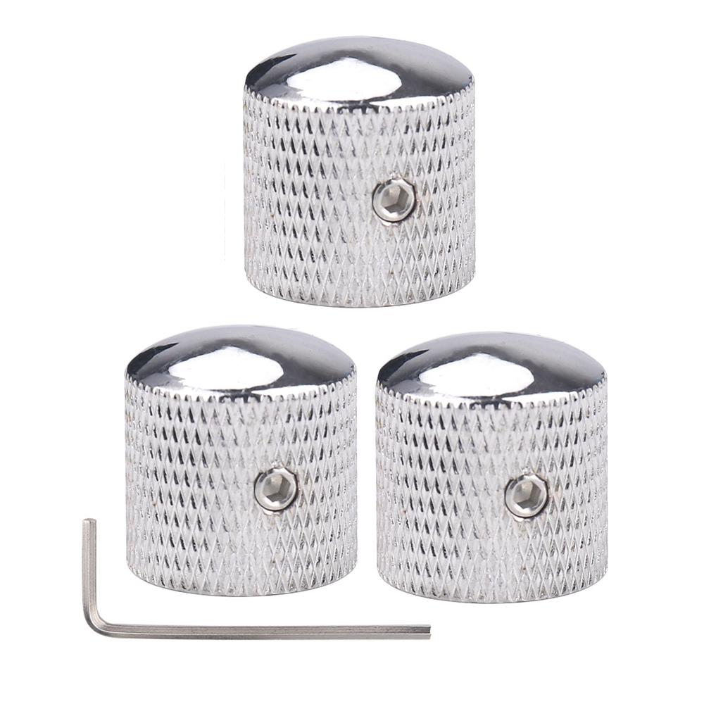 3pcs/4pcs Metal Dome Knobs Electric Bass Guitar Knobs Volume Tone Control Knobs with Wrench Bronze/BK/CR/GD/Black Nickel