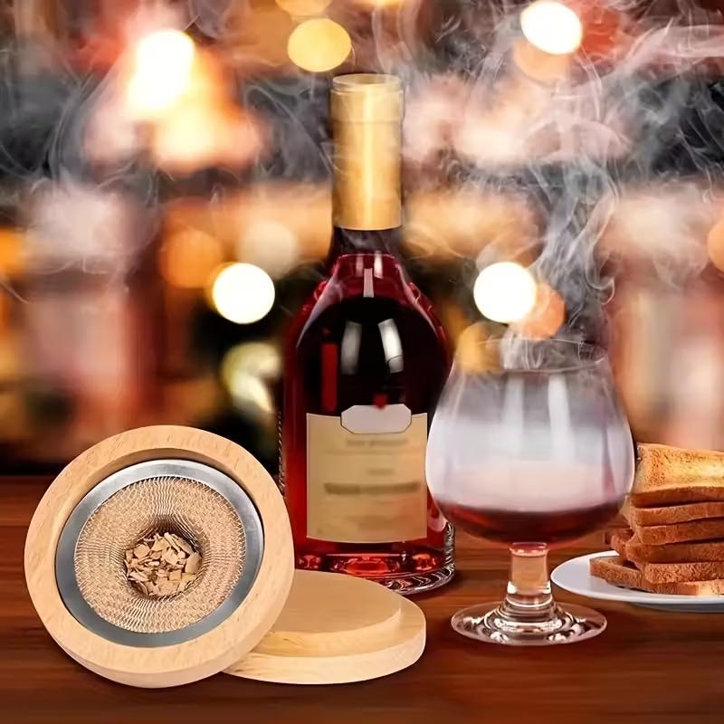 4-8pcs Wooden Smoker Kit for Cocktails Whiskey - Includes Wooden Smoked Wood Hood Whiskey Bottles and Accessories 5