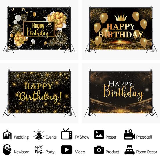 Happy Birthday Backdrop Banner Background Cloth Photo Props Party Decoration