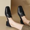 Chunky Heel Women's Mid-Heel Loafers 2025: Stylish British-Style Retro Leather Shoes for Spring & Autumn