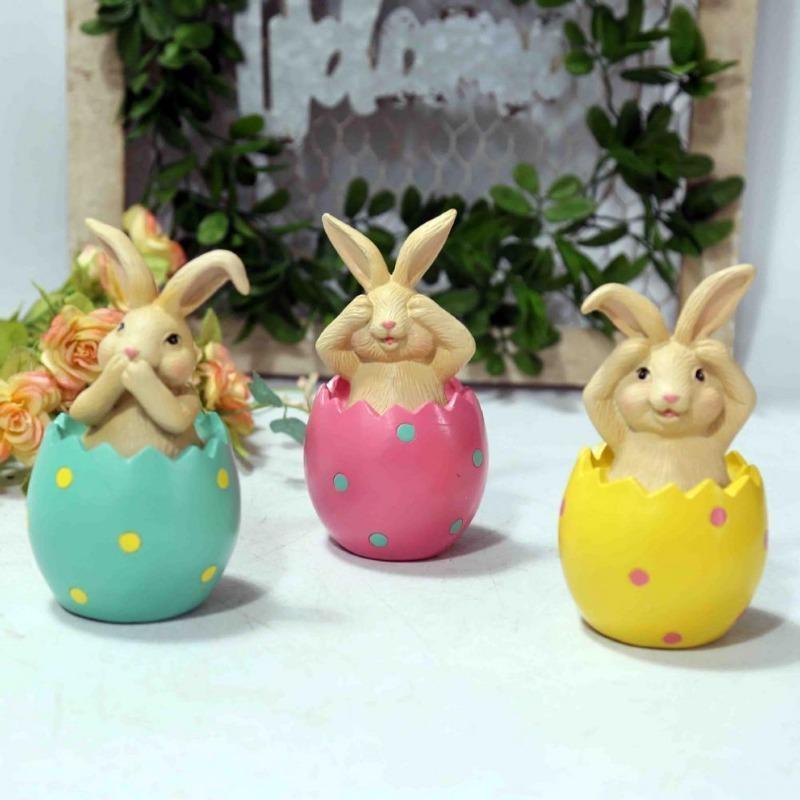 Easter Rabbit Statue Rabbit Sculpture European Home Resin Colorful Desktop Decoration Home Easter Decoration