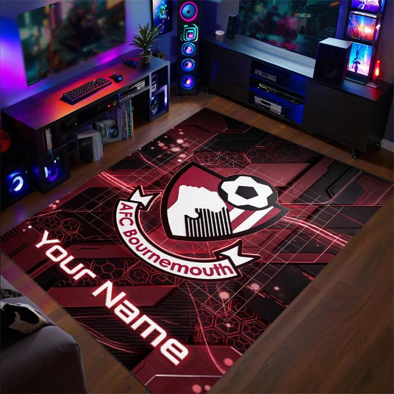 Crystal Velvet Rug Bournemouth Football Print Custom Name Text Floor Mat Home Decor