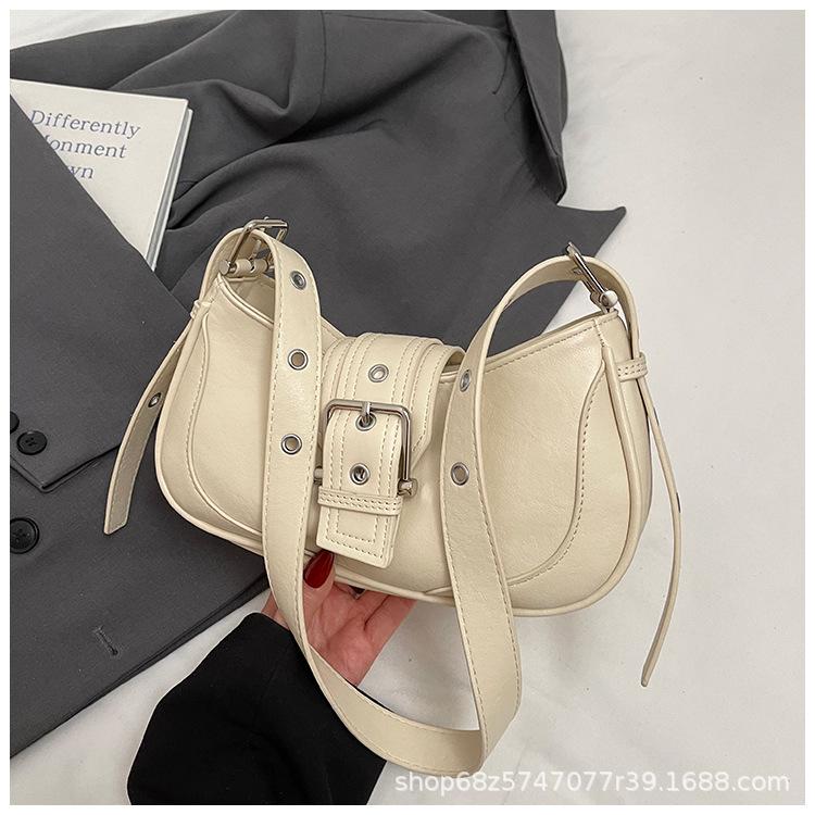 Textured underarm casual bag 2025 new fashion trend shoulder bag simple handbag retro solid color messenger bag