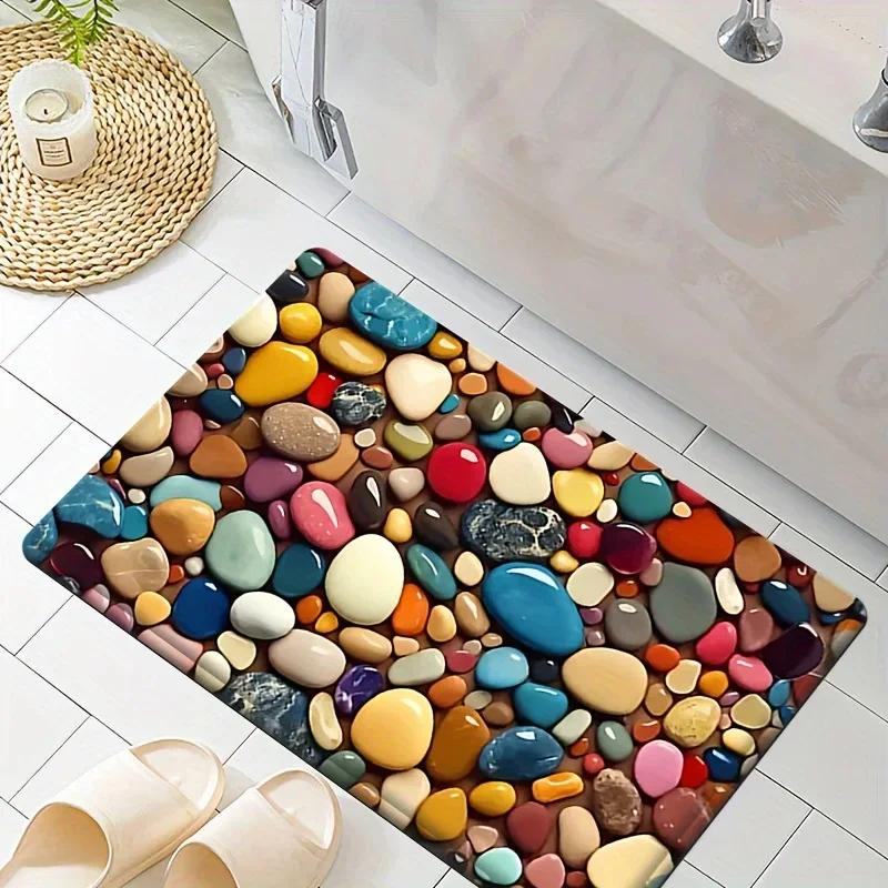 Tapis de porte de bienvenue avec lettres imprimées, antidérapant, lavable, pour buanderie, salles de bains, porte, zone de loisirs, décorati 40x60cm