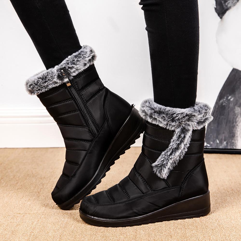 Fur Collar Imitation Rabbit Hair Tall Tube Warm Women's Snow Boots Side Chain Waterproof Women's Boots Casual Women's Shoes