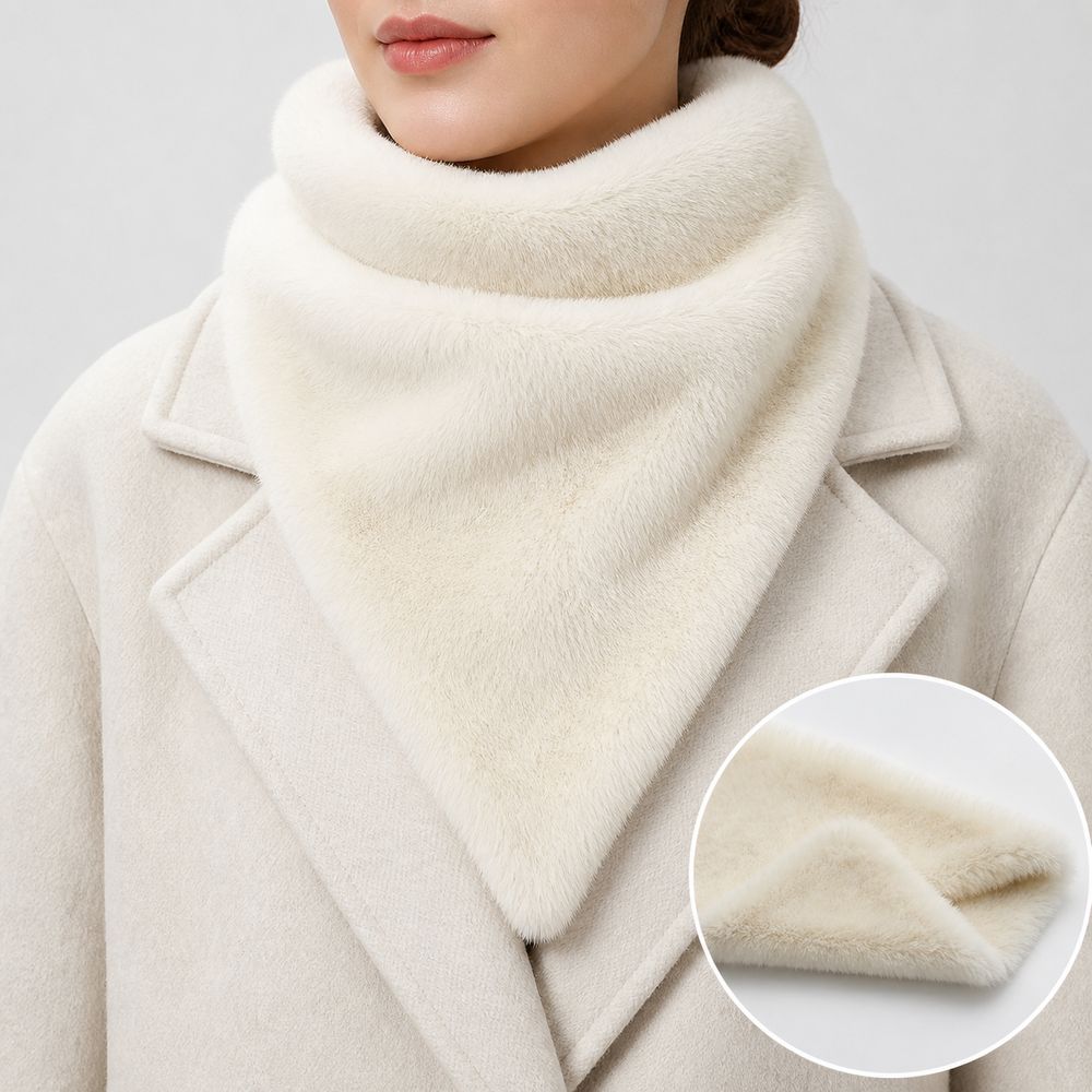 Long Wrap Faux Fur Scarf Soft Plush Faux Fur Neck Scarf New Triangle Neck Scarf  Daily Wear