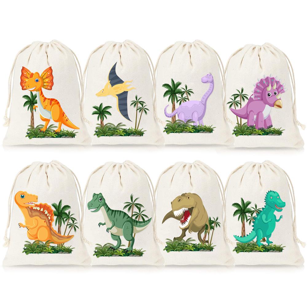 

8pcs Dinosaur-themed Drawstring Bags Party Supplies Cotton Bags Children s Birthday Drawstring Bags Gifts Candies and Snacks Storage Bags 8pcs 10*15cm