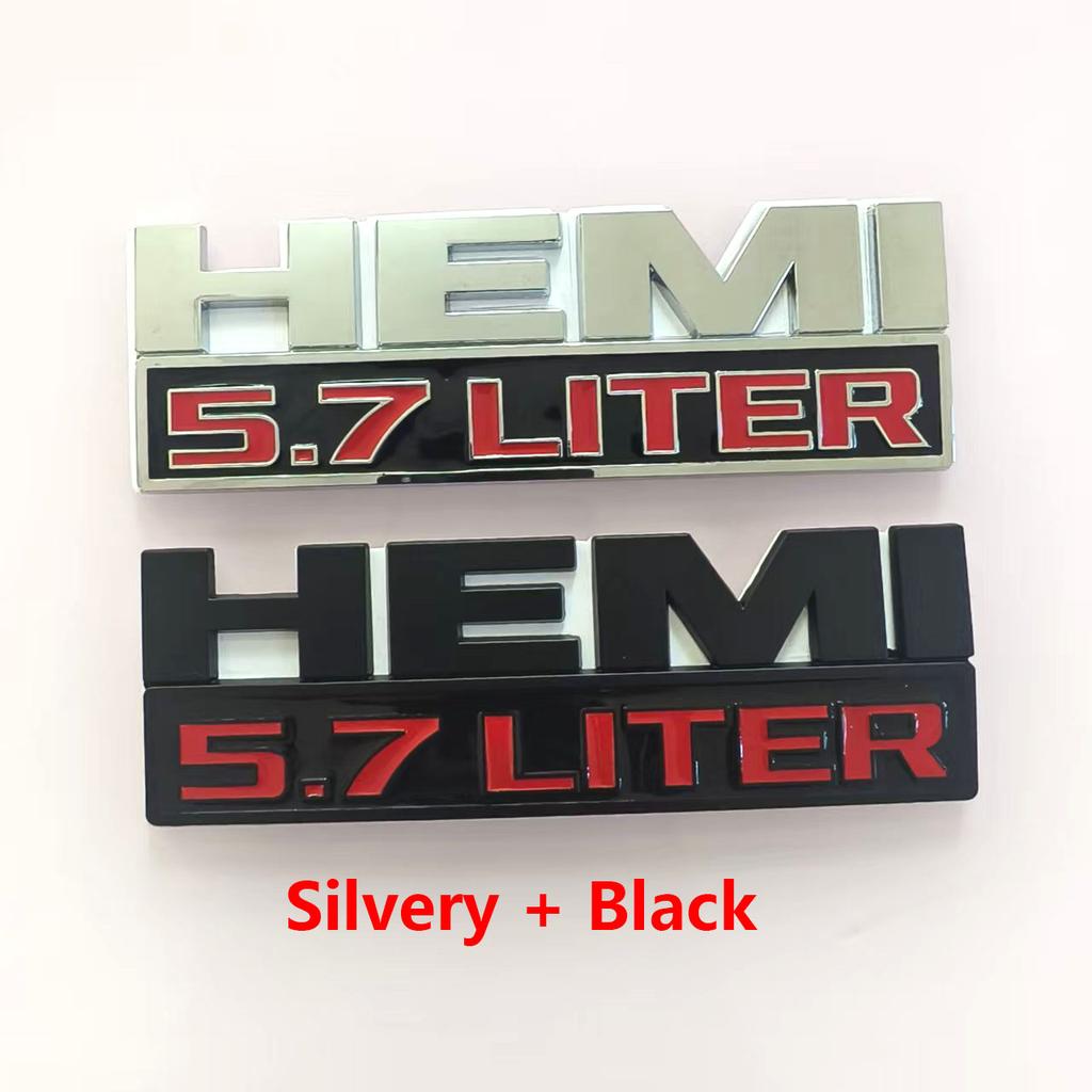 Large metal stickers 14.3 cm HE 5.7 LITRES suitable for decorative sticker accessories for the rear of the car trunk.