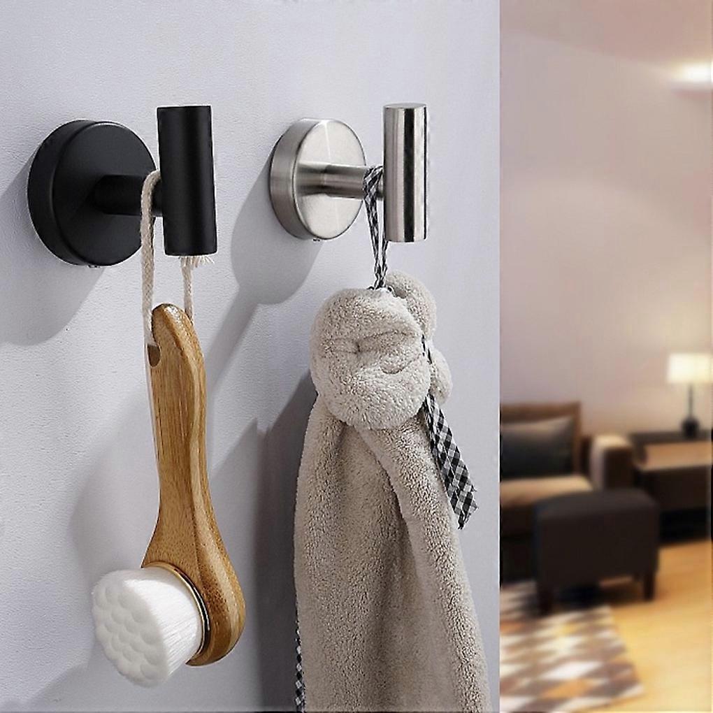 Stainless Steel Adhesive Towel Hooks - No Drilling Self Adhesive Waterproof Holder for Bathroom & Kitchen, 4 Pack