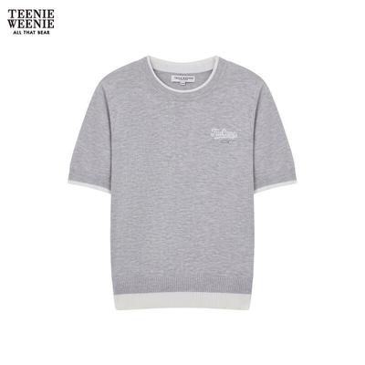 Damen Strickpullover mit Bären-Buchstaben, kurzärmelig