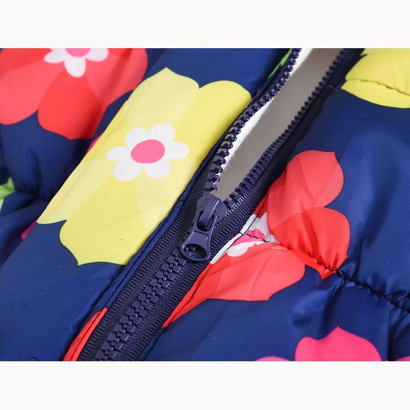 Autumn and Winter Children's Cotton Jacket Boys and Girls Fashion Printing Cartoon Big Boy Long Section Hair Collar Hooded Cotton Coat Jacket