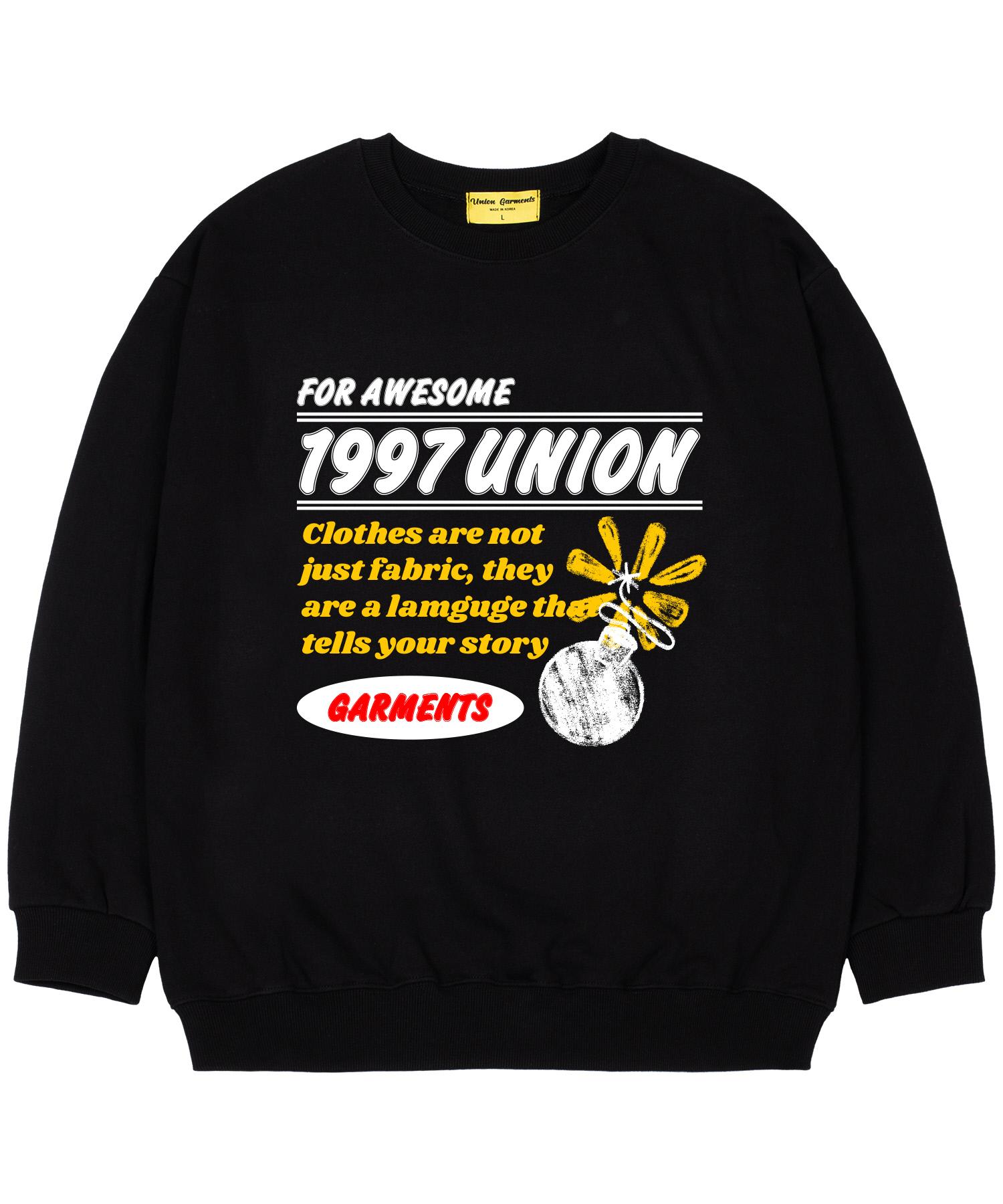 Union Garments [На флисе] Винтажная худи Oversized Черная L