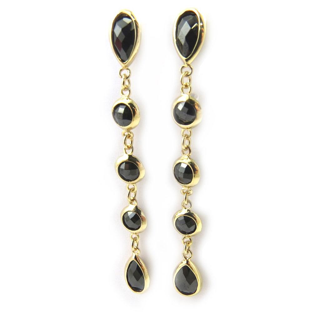 Les Trésors De Lily [M6211] - Pozlacené náušnice "Linda" z černého zlata - 45x5 mm