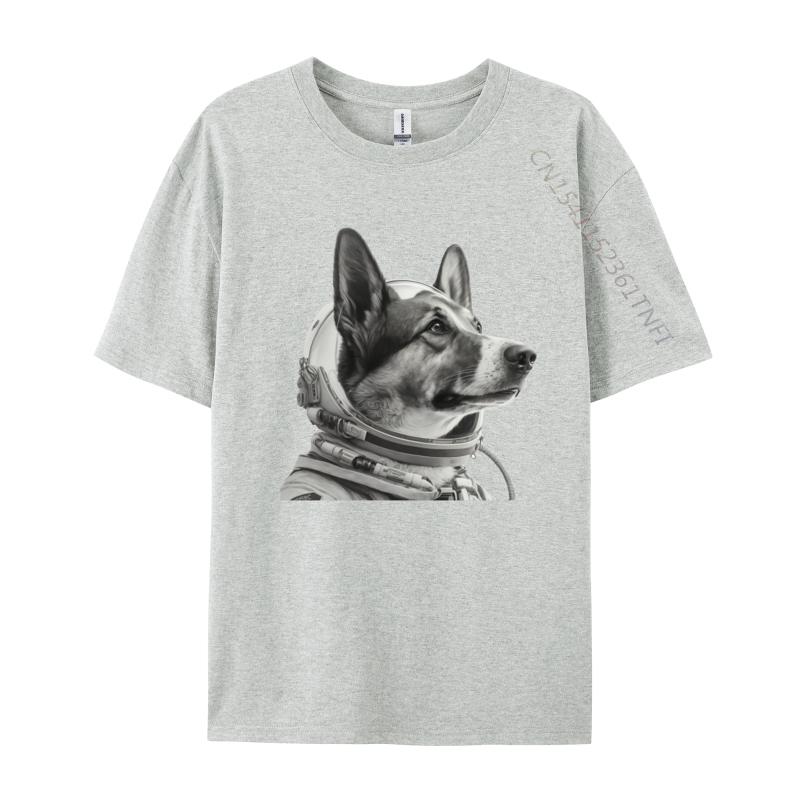 Weltraumhund T-Shirt Normales T-Shirt Für Studenten Neu Ankommendes Baumwoll-T-Shirt Freizeit Oberteil T-Shirts Schwarze Grafik-T-Shirts