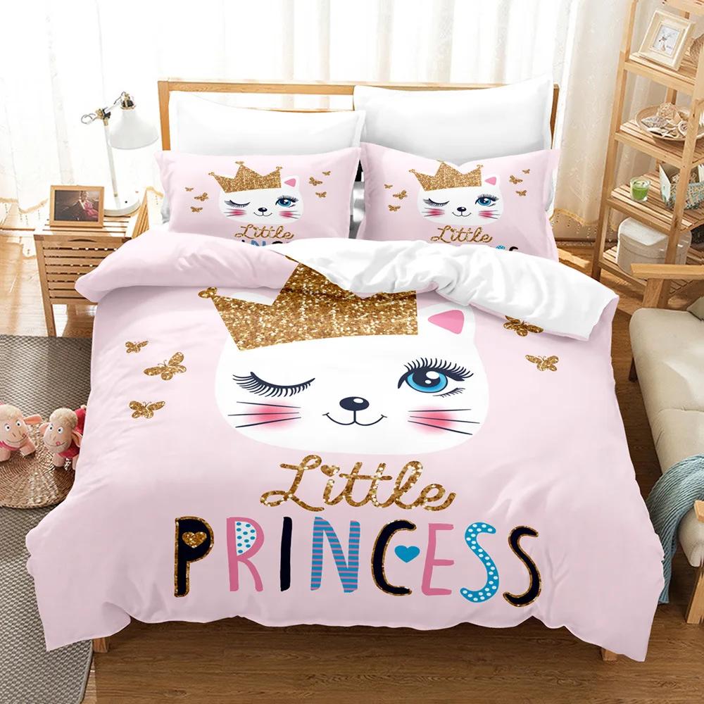 Dream Princess Bed Coer Sets Girl  High Quality Comforter Bedding Sets Duvet Cover Set Castle Cartoon Bedclothes Full
