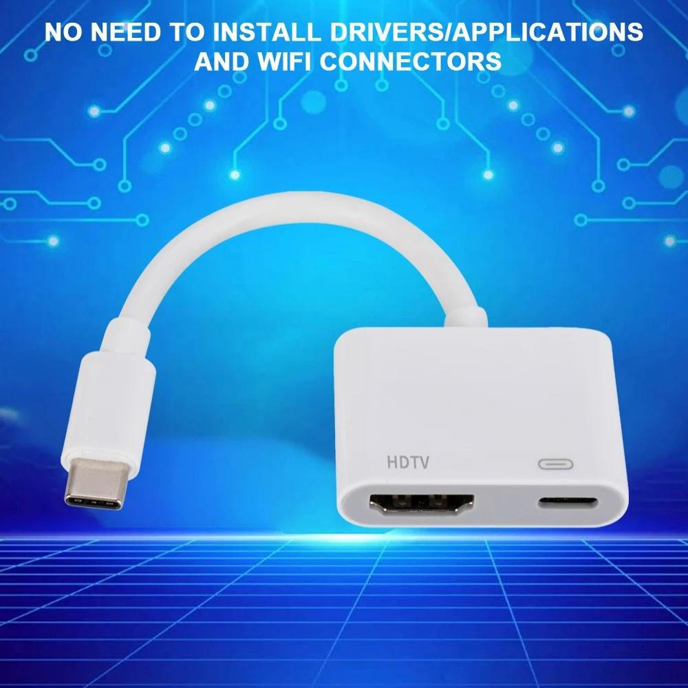 2 In 1 High - Definition 4K 30HZ/60HZ Sync Screen Connector Type - C Adapter for iPhone 16 TV Monitors Projector Digital Adapter