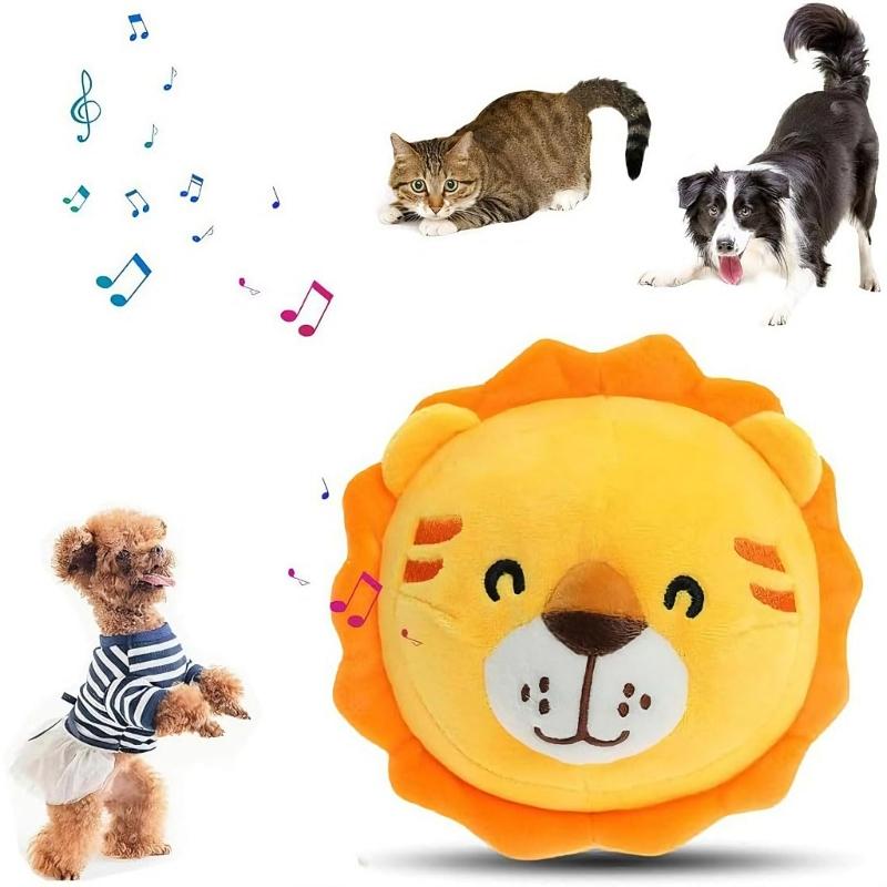 Vibrierendes Hundespielzeug Wiederaufladbarer Teaser für Haustierkatzen Hunde Interaktiver Plüsch-Schweinchenball mit Hüpfen und Soundeffekt