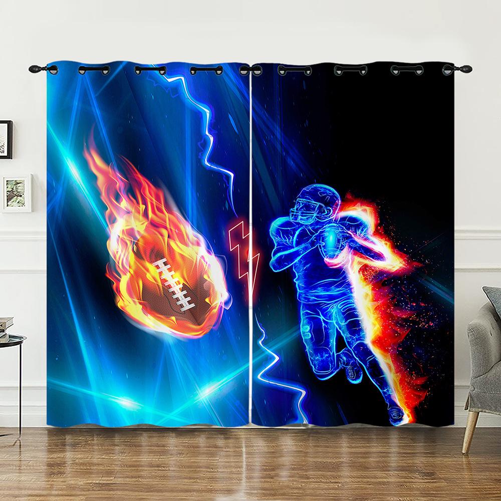 Curtains Bedroom Curtains Digital Printing Sports Blackout Curtain Cloth No Punching